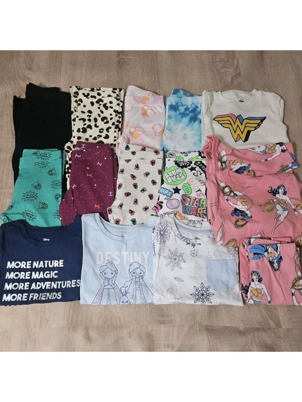 Lot Of Girls Size 4 / 5 Clothes & Pjs School Nwot Disney Marvel Leggings Tshirts